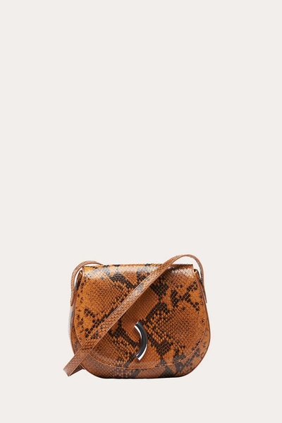 Little Liffner Maccheroni Saddle Bag Snake Embossed In Brown