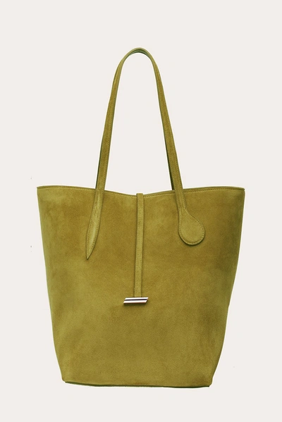 Little Liffner Tall Sprout Tote Army Suede In Green