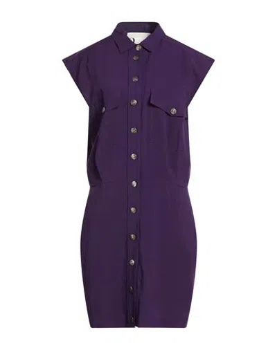 8pm Woman Mini Dress Dark Purple Size S Viscose, Linen