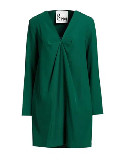 8pm Woman Mini Dress Green Size L Polyester, Elastane