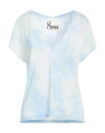 8pm Woman T-shirt Sky Blue Size M Viscose, Linen