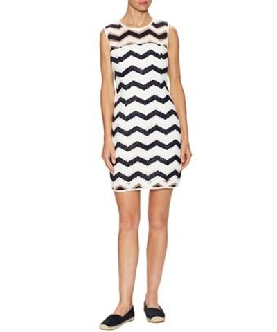 Milly Seamed Strip Shift Dress In Nocolor