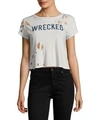 Mother Goodie Goodie Distressed Cropped Cotton Tee In Nocolor