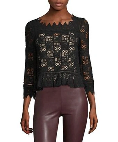 Rebecca Taylor Lace Peplum Top In Nocolor