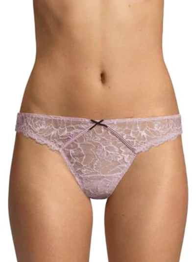 Fleur Du Mal Chateau Lace Thong In Jasmine Pink