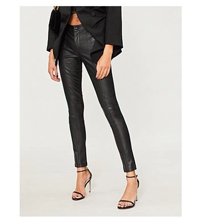 Forever Unique High-rise Skinny Faux-leather Trousers In Black