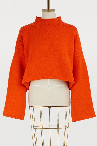 Jw Anderson Orange Cropped Wool-blend Jumper In Color