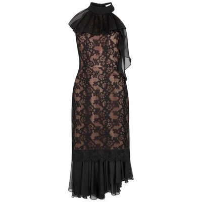 Three Floor Ruffaella Ruffle-trimmed Lace Dress In Black