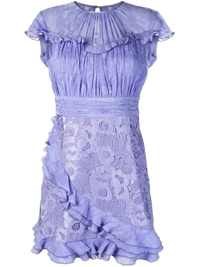 Three Floor Doll House Ruffle-trimmed Dress In Blue