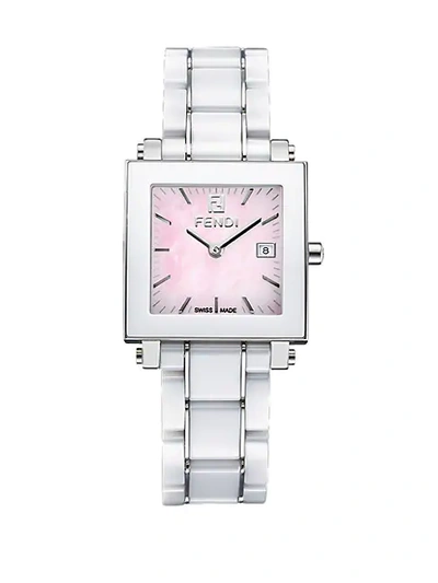 Fendi Stainless Steel & Ceramic Bracelet Watch In Silver