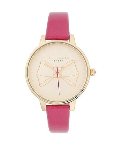 Ted Baker Three-hand Leather-strap Watch In Gold