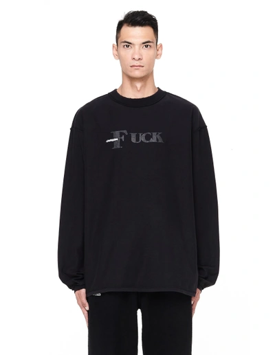 Vetements Crew Neck Printed Long Sleeve T-shirt In White