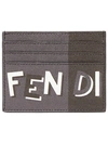 Fendi Printed Card Holder In Grey