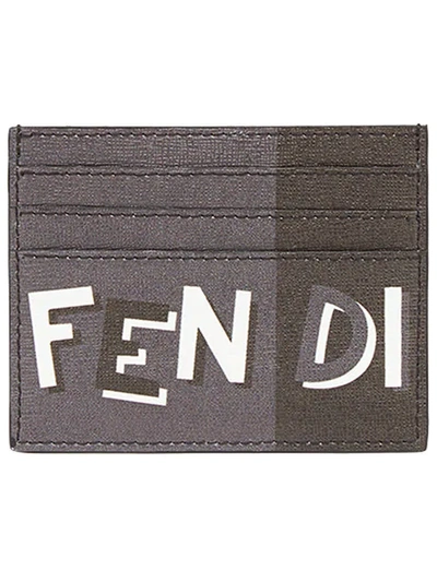 Fendi Printed Card Holder In Grey