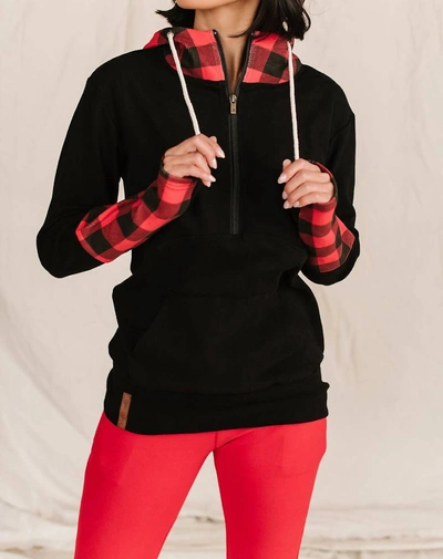 Ampersand Ave Halfzip Sweatshirt In Checks Out Red In Multi