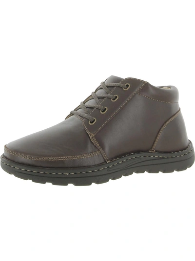 Drew Trevino Mens Leather Lace-up Athletic Shoes In Brown