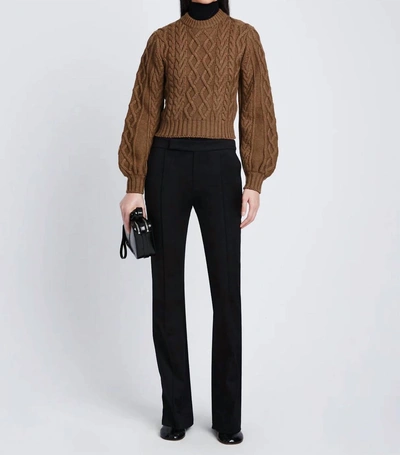 Proenza Schouler Chunky Cable Bell Sleeve Sweater In Camel In Brown