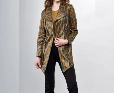 Insight Liquid Sage Leopard Print Long Metal Jacket In Multi