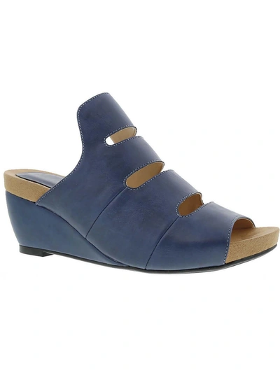 Bellini Whit Womens Faux Leather Peep-toe Wedge Sandals In Blue