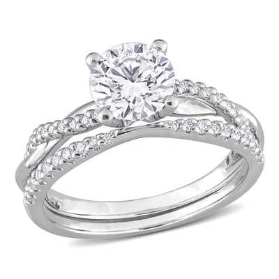 Mimi & Max 1 1/2ct Dew Created Moissanite Crossover Engagement Ring In Sterling Silver In White