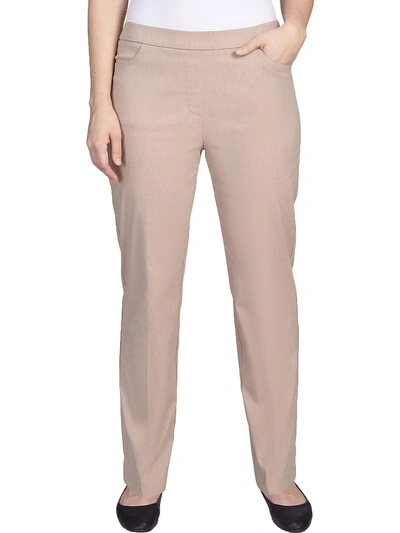 Alfred Dunner Petites Womens Modern Fit Slimming Straight Leg Pants In Tan