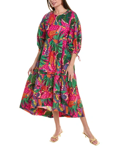 Farm Rio Painted Toucans Midi Dress In Pink