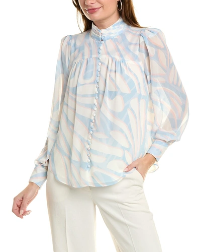 Bcbgmaxazria Mock Neck Blouse In Blue