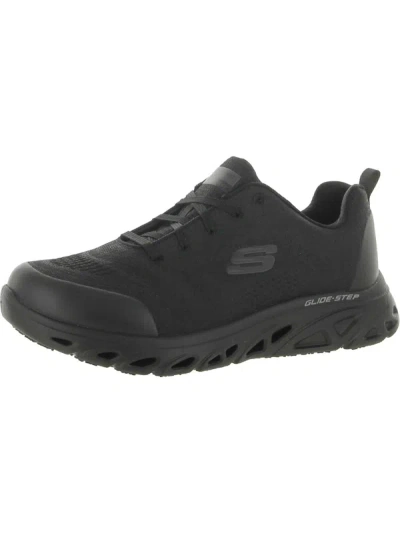 Skechers Glide Step Sr Womens Work Slip Resistant Work And Safety Shoes In Black