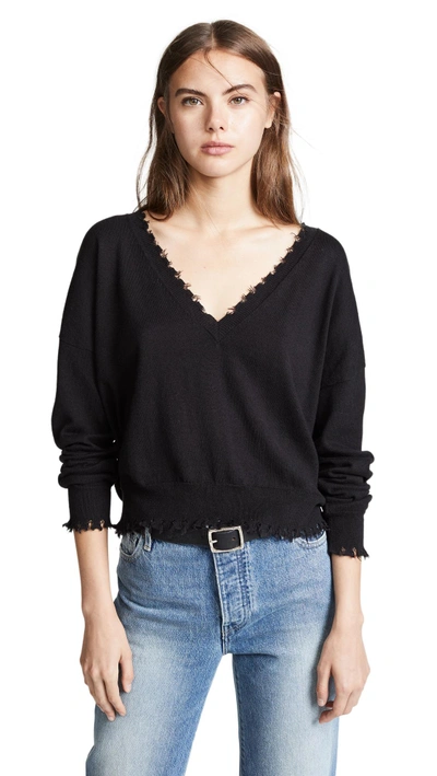 Nation Ltd Jolie Boxy Ultra Deep V Sweater In Black