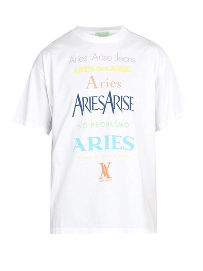 Aries Logo-print Cotton T-shirt In White