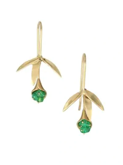 Annette Ferdinandsen Emerald & 14k Yellow Gold Wildflower Earrings