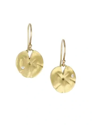 Annette Ferdinandsen Women's Diamond & 14k Yellow Gold Lily Pad Earrings