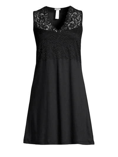 Hanro Moments Lace Tank Night Gown In Black