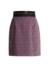 Msgm Prince Of Wales Check Stretch-cotton Velvet Skirt In Pink