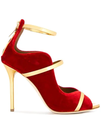 Malone Souliers Velvet Pumps In Red ,metallic