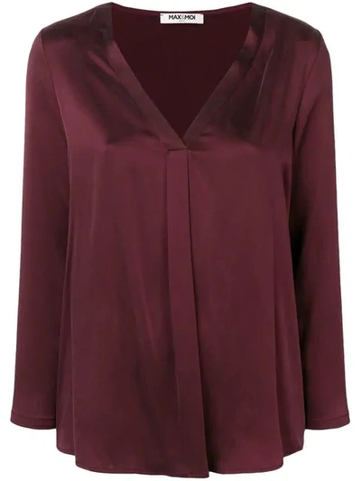 Max & Moi Front Pleat V-neck Blouse - Pink