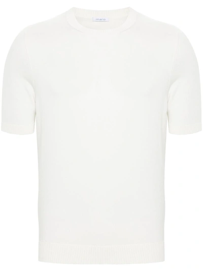 Malo Fine-knit Short-sleeved Jumper In White
