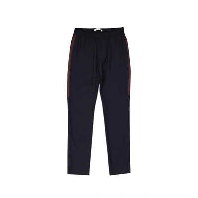Givenchy Striped Side Panel Wool Trousers In Blue