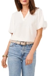 Vince Camuto Hammered Satin Puff Sleeve Top In New Ivory