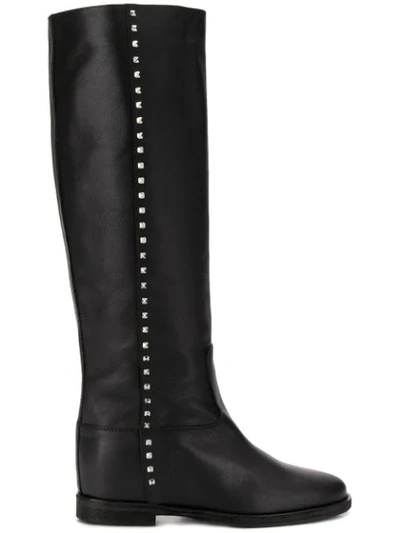 Via Roma 15 Studded Riding Boots - Black