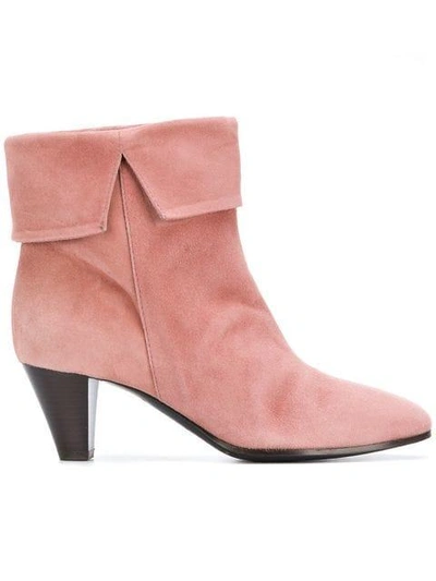 Via Roma 15 Heeled Foldover Ankle Boots In Pink