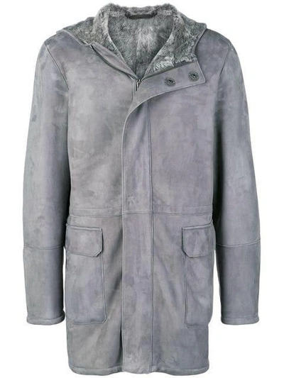 Manzoni 24 Fur Trimmed Coat In Grey