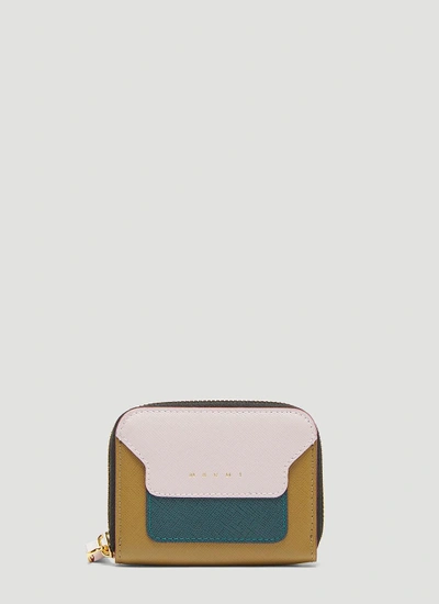 Marni Saffiano Leather Coin Case In Pink