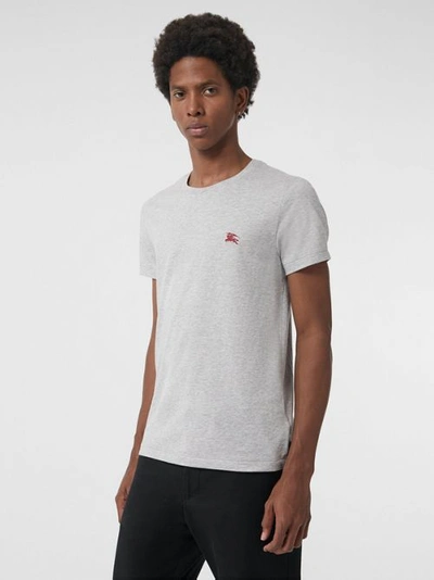 Burberry Cotton Jersey T-shirt In Pale Grey Melange