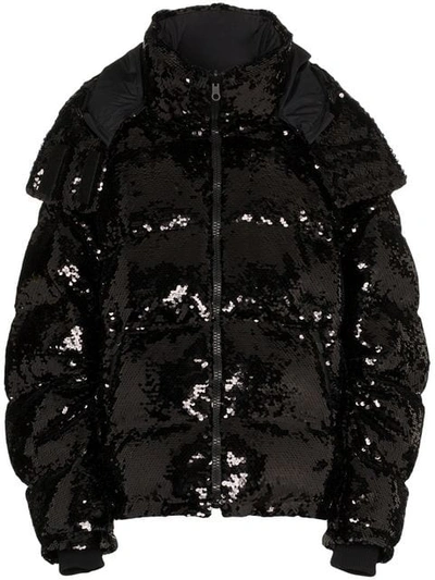 Faith Connexion Sequin Embellished Puffer Jacket In Black