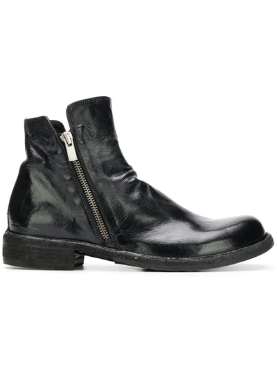 Officine Creative Side Zip Ankle Boots In Black