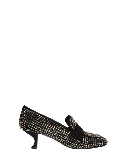 La Rose Heeled Loafers Crystal Black