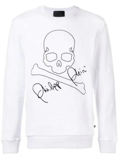 Philipp Plein Embroidered Skull Sweatshirt - White