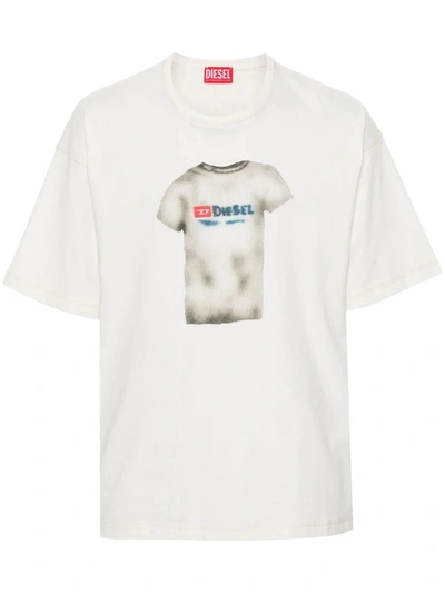 Diesel T-boxt-n12 Cotton T-shirt In White