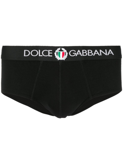 Dolce & Gabbana Mid Briefs In Stretch Cotton In Black